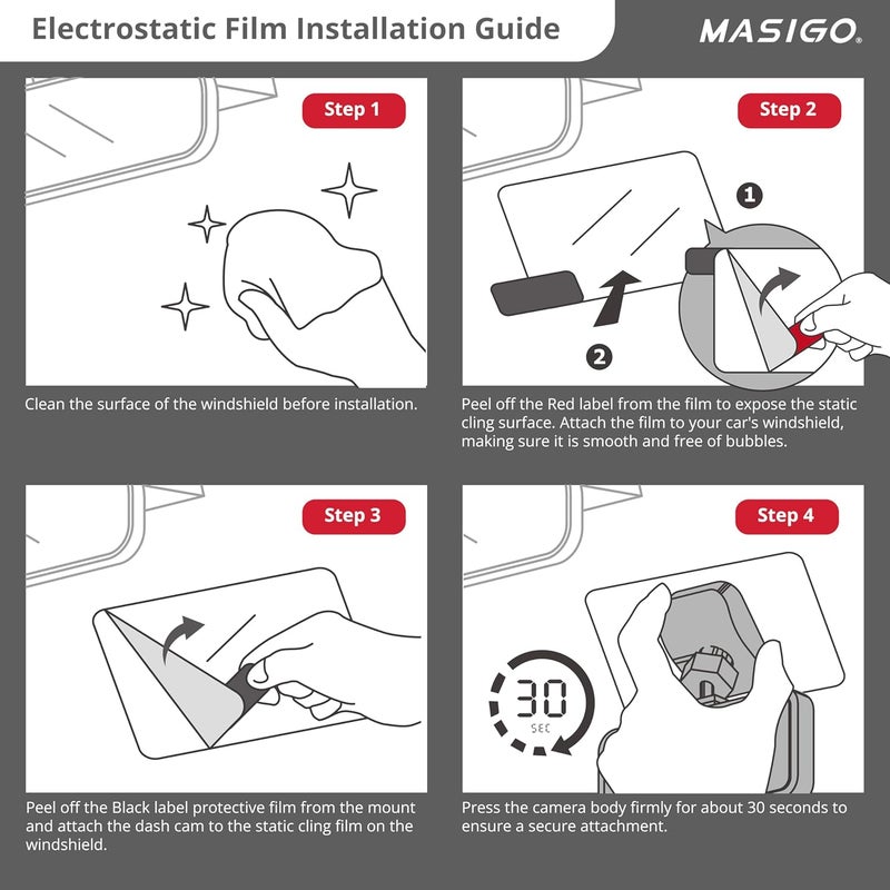MASINGO Double-Sided Adhesive Pad and Electrostatic Film – VHB Mounting Tape for Dash Cam – Secure, Residue-Free Accessory for Car Windshields - Image 3